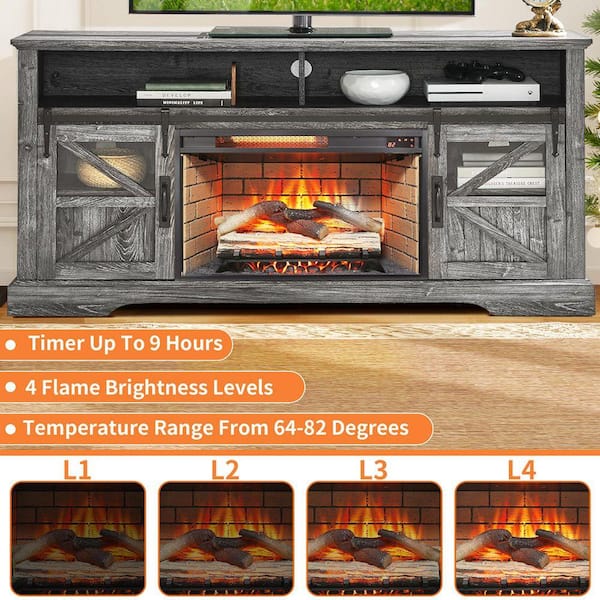 ToolCat 60 in. Freestanding Electric Fireplace TV Stand with 26 in