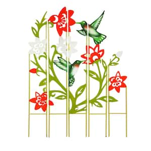 34 in. x 25 in. Metal 5 Panel Garden Stake, Hummingbird