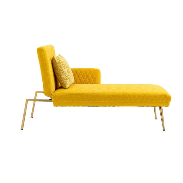 Spaco Yellow Rhombic Check Polyester Chaise Lounge chair with a Patterned Soft Pillow (Set of 1)