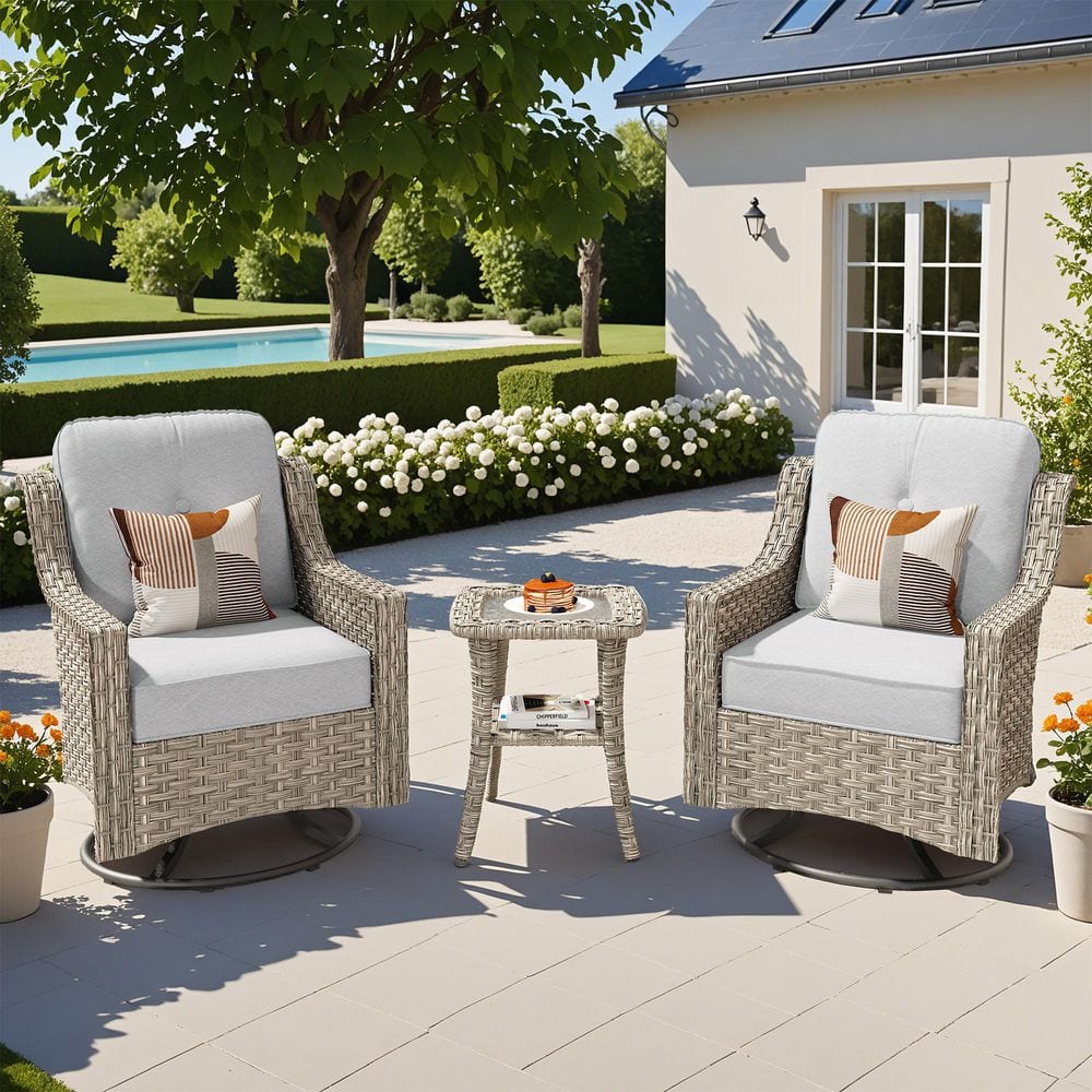 Evolve 3-Piece Wicker Outdoor Rocking Chair Set with Gray Cushions price history on PriceWatchPro