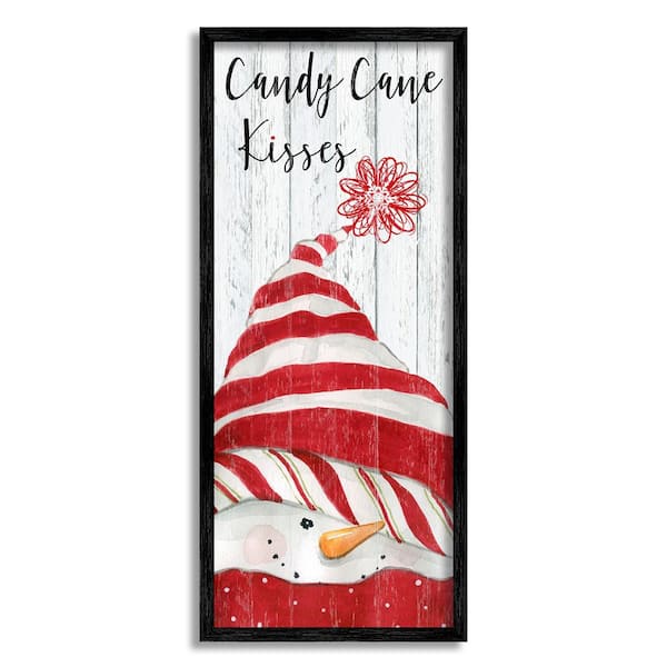 Stupell Industries Candy Cane Kisses Phrase by Carol Robinson 1-Piece Framed Graphic Print Typography Poster Art Print 24 in. x 10 in.