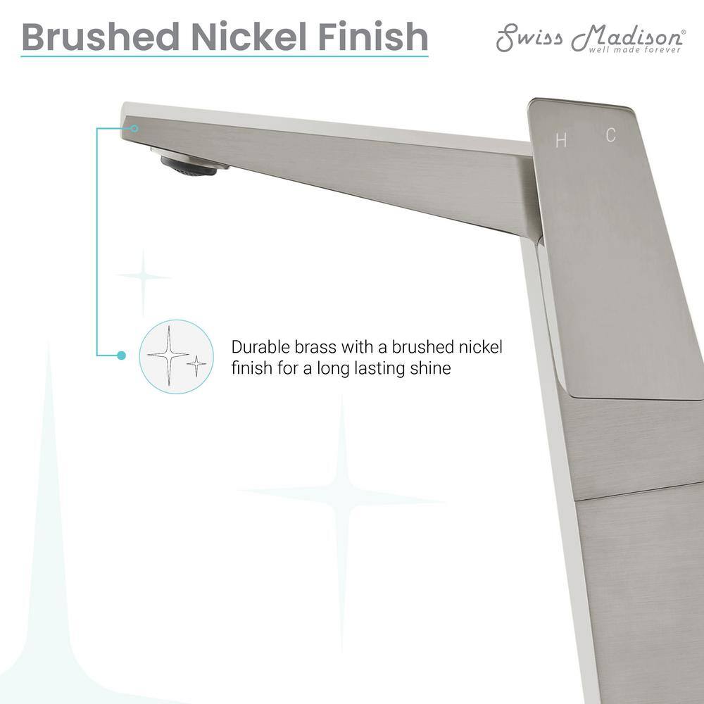 Carré Brushed Nickel Single-Handle High Arc Bathroom Faucet