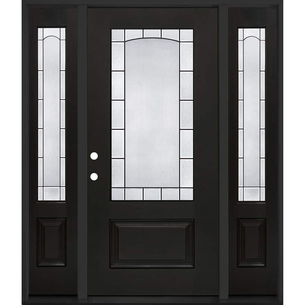 Regency 68 in. x 80 in. 3/4L Empire Decorative Glass RHIS Onyx Mahogany Fiberglass Prehung Front Door w/14in-SLs4-9/16 price history on PriceWatchPro