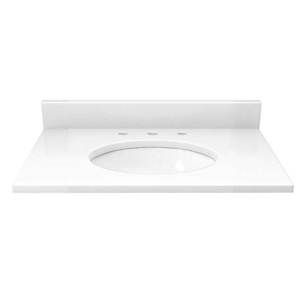 Solieque 25 in. Quartz Vanity Top in Hushed White with White Basin