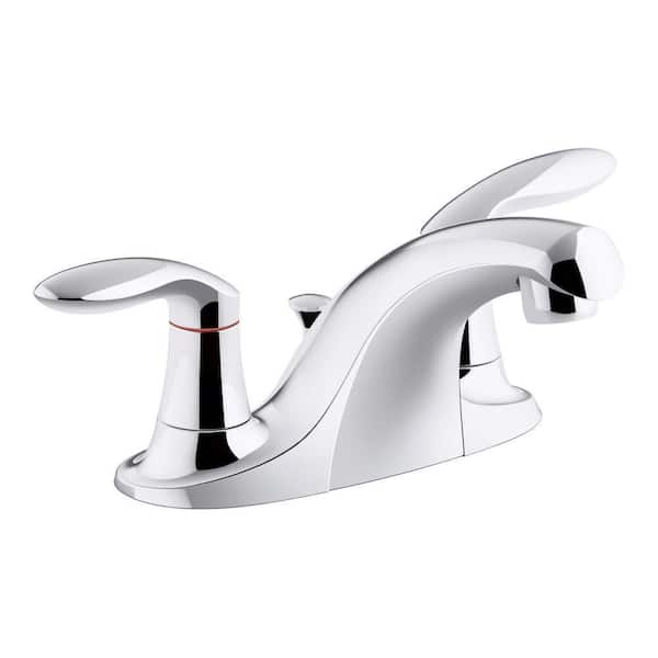 KOHLER Coralais 4 in. Centerset 2-Handle Bathroom Faucet with Metal Pop-Up Drain in Polished Chrome