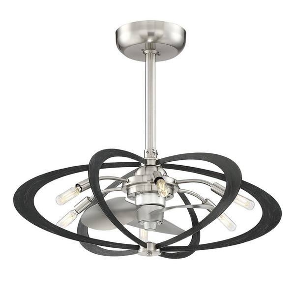Fifth and Main Lighting Aspect 27.5 in. Indoor Brushed Nickel with Wood Grain Ceiling Fan with Light and Remote Control