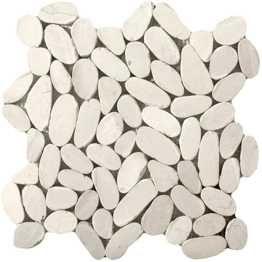 Shop Venetian Pebbles Ivory Honed 11.81 in. x 11.81 in. x 11 mm Pebbles from Home Depot on Openhaus