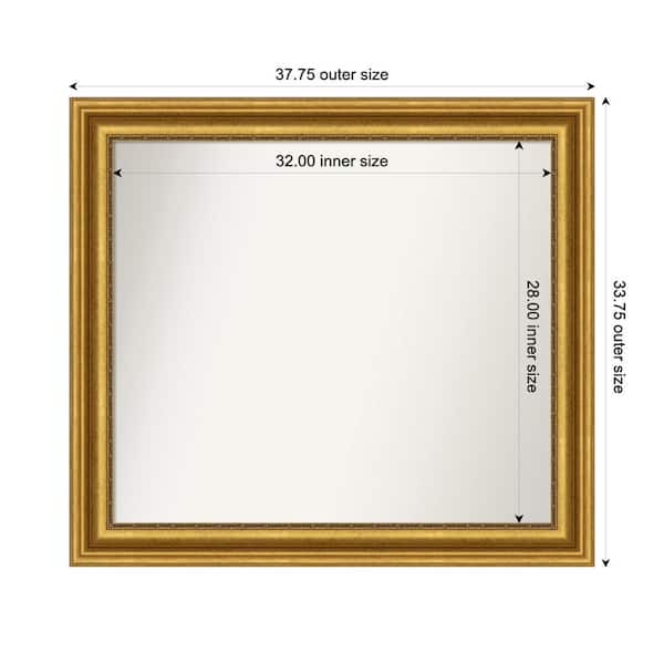 Amanti Art Parlor Gold 37.75 in. x 33.75 in. Custom Non-Beveled Recycled Polystyrene FramedBathroom Vanity Wall Mirror