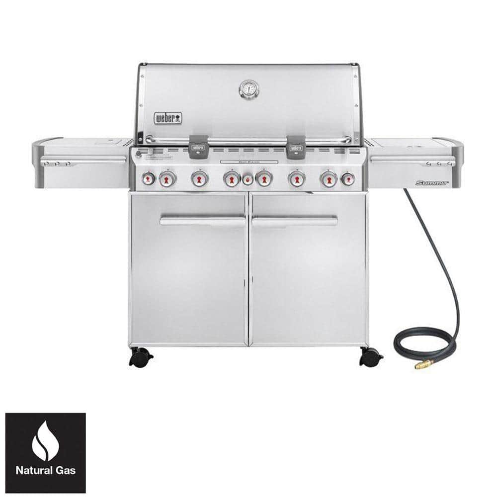 Samle linse Admin Weber Summit S-670 6-Burner Natural Gas Grill in Stainless Steel with  Built-In Thermometer and Rotisserie 7470001 - The Home Depot