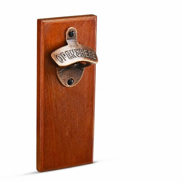 19th Wedding Anniversary Wood Wall Bottle Opener with Magnetic Cap Catcher Engraved Keepsake for Couples