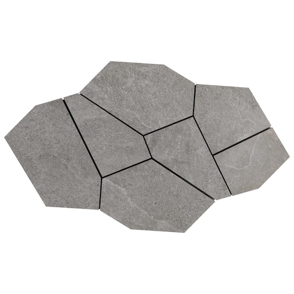 Ivy Hill Tile Monolith Silver Gray 4 in. x 0.35 in. Organic Pattern Matte Porcelain Mosaic Floor and Wall Tile Sample