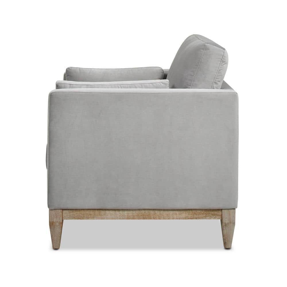 Opal Grey Velvet and Wood Chaise Lounge 34"