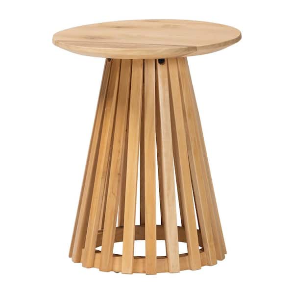 bali & pari Caribic 17.7 in. Natural Brown Round Wood End Table
