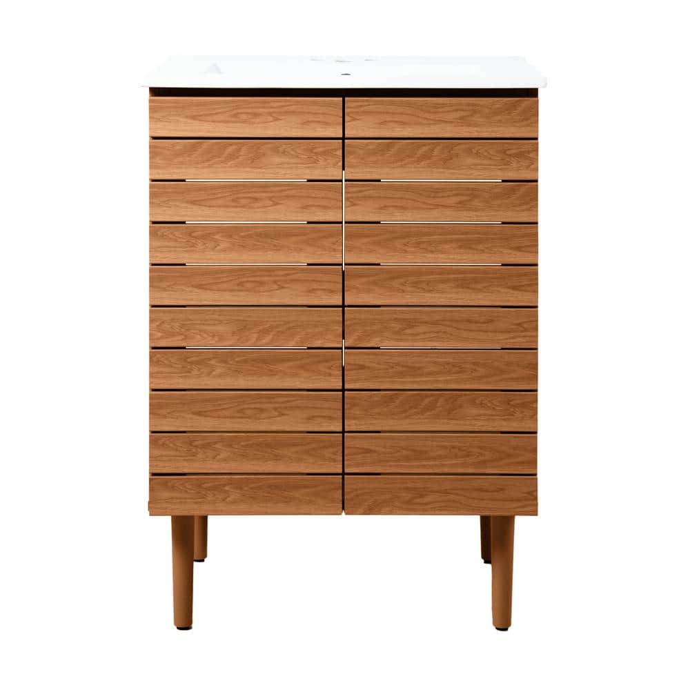 Aubert 24" Walnut Modern Farmhouse Bath Vanity Cabinet