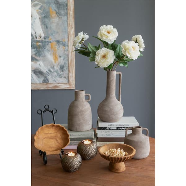 A & B Home 6.9 in. Gray Terra Cotta Amphora Decorative Vase C8438