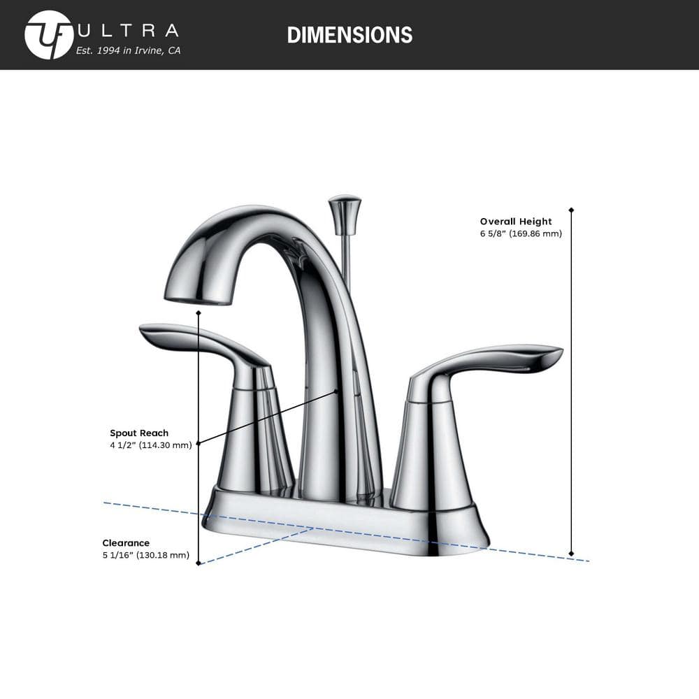 Polished Chrome Two-Handle Centerset Bathroom Faucet