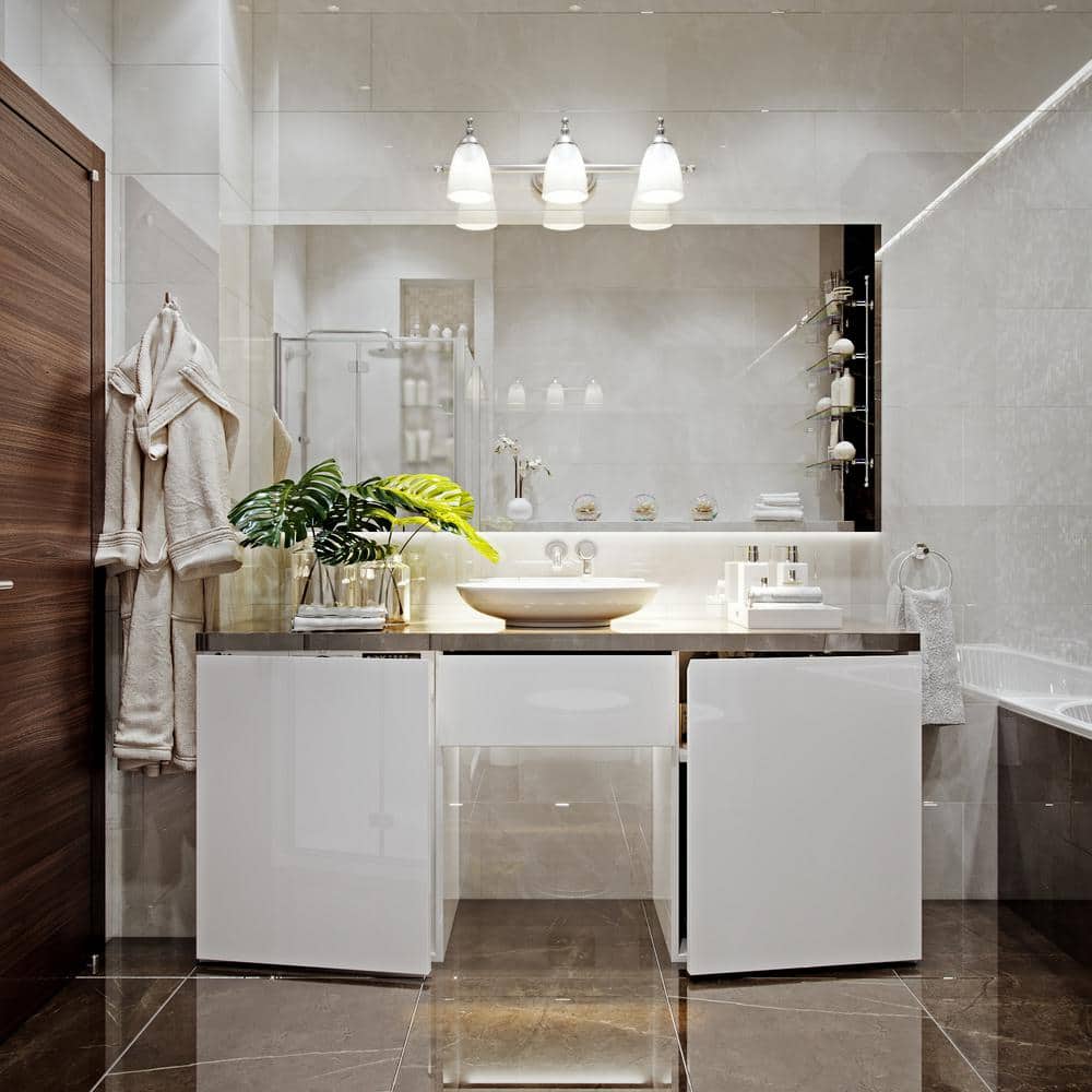 Diana Satin Nickel 3-Light Vanity with Alabaster Glass Shades