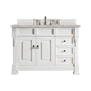 Brookfield 48.0 in. W x 23.5 in. D x 34.3 in. H Single Bathroom Vanity in Bright White with Victorian Silver Top