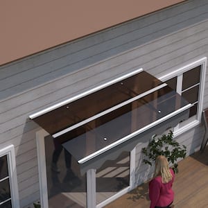 34 in. x 47 in. Transparent Fixed Awning with Valance (Includes Anchor Bolts) Window Kit for Concrete House