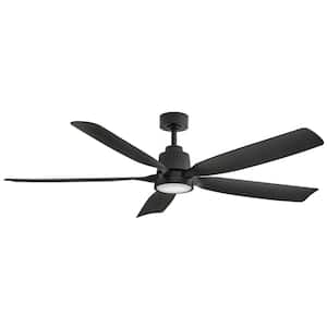 Bodin 64.0 in. Indoor/Outdoor Integrated LED Matte Black Ceiling Fan with Remote Control