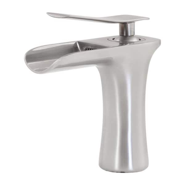Novatto Vandy Single Hole Single-Handle Waterfall Lavatory Bathroom Faucet in Brushed Nickel