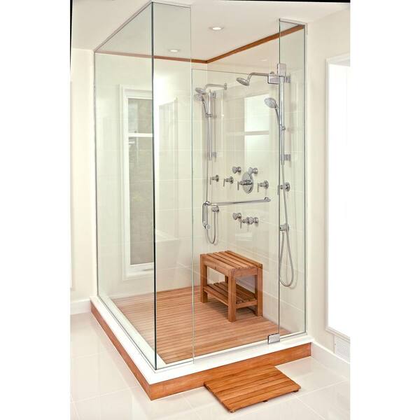 36 in. x 48 in. Bathroom Shower Mat in Natural Teak