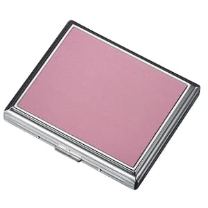 Saturn Chrome with Metallic Pink Stainless Steel Cigarette Case (18-Cigarettes)