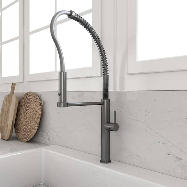 Baveno Pro Single Handle Pull Down Sprayer Kitchen Faucet in Gun Metal