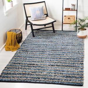 Cape Cod Blue/Natural 10 ft. x 10 ft. Square Striped Area Rug