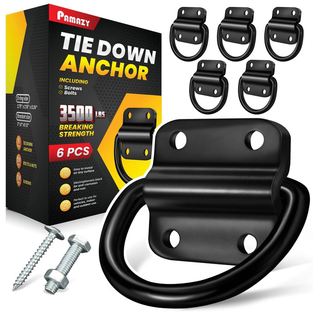 Heavy Duty Steel D Rings Tie Down Anchors, Surface Mount Hooks with Screws 