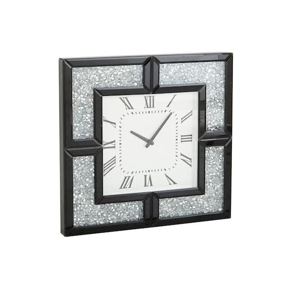 Big Bang Wall Clock Black and Frosted Glass