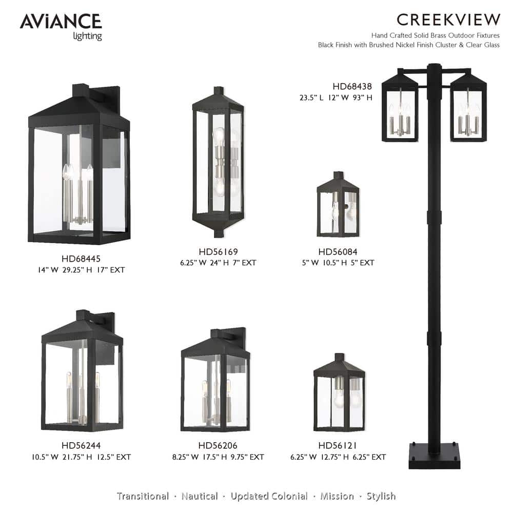 Nyack Modern Black 3-Light Outdoor Pendant with Clear Glass