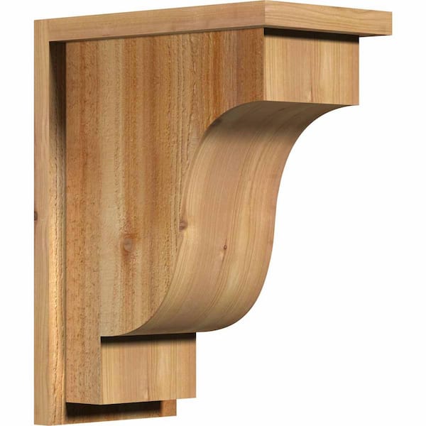 Ekena Millwork 8 in. x 14 in. x 18 in. Newport Rough Sawn Western Red Cedar Corbel with Backplate