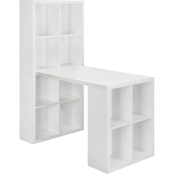 Ameriwood Home 48 in. Rectangular White Computer Desk with Shelf