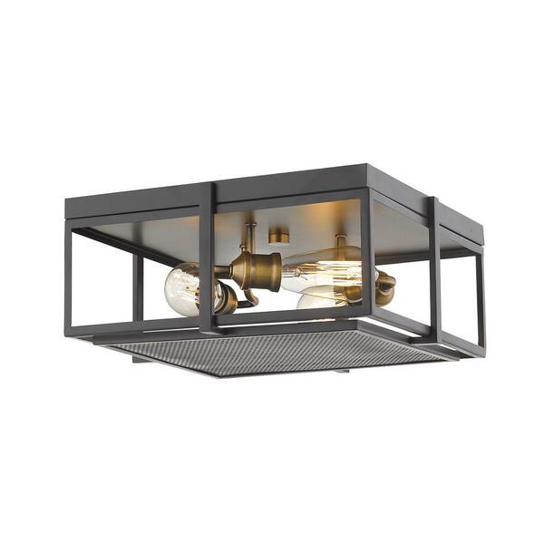 Unbranded Halcyon 15.75 in. 3-Light Bronze and Heritage Brass Flush Mount Light with No Bulbs Included
