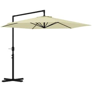 9.5 ft. Cantilever Patio Umbrella in Beige with Crank, Cross Base and Air Vent for Garden, Pool, Backyard, Deck