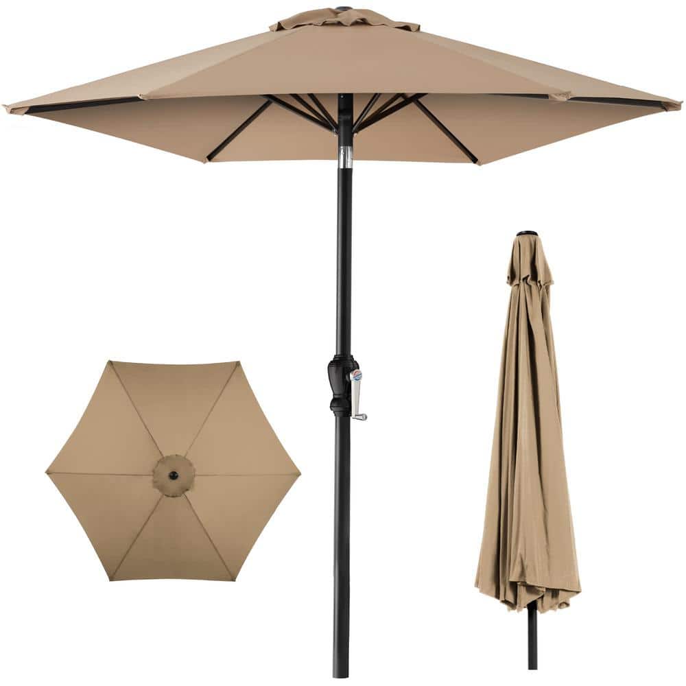 10 ft. Outdoor Steel Polyester Market Patio Umbrella with Crank, Easy Push 