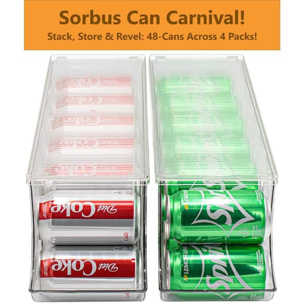 Sorbus 4-Pack Clear Plastic Stackable Dispenser Holds 12-Cans Can