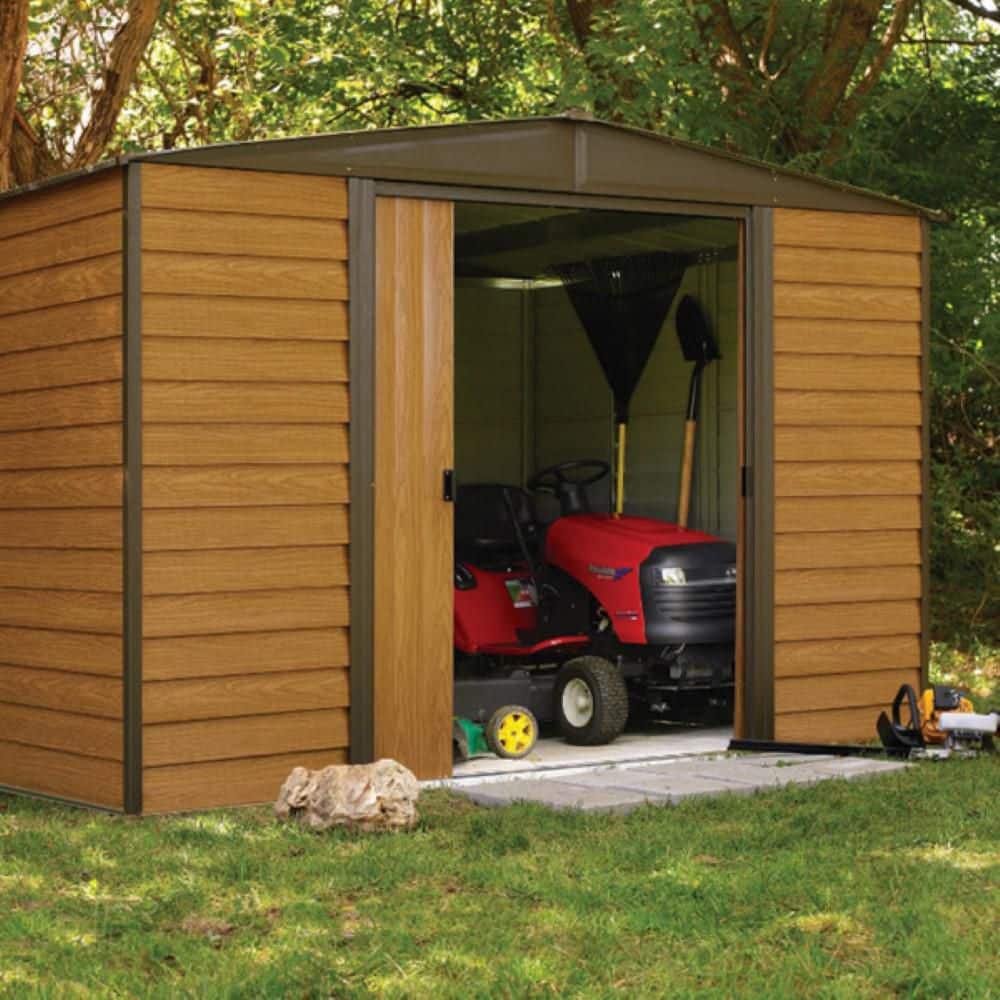 Woodridge 10' x 12' Brown Steel Storage Shed with Sliding Doors