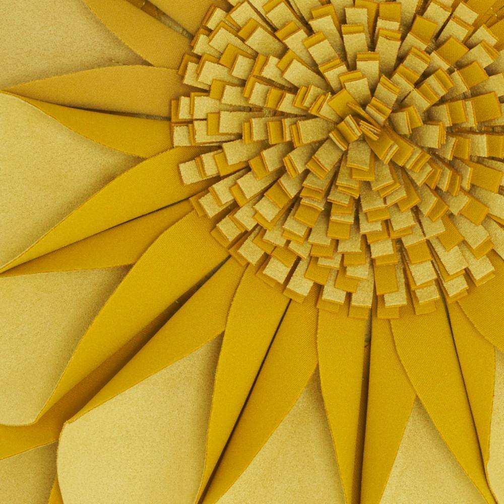 Suedette Yellow Flower Round 14" Throw Pillow