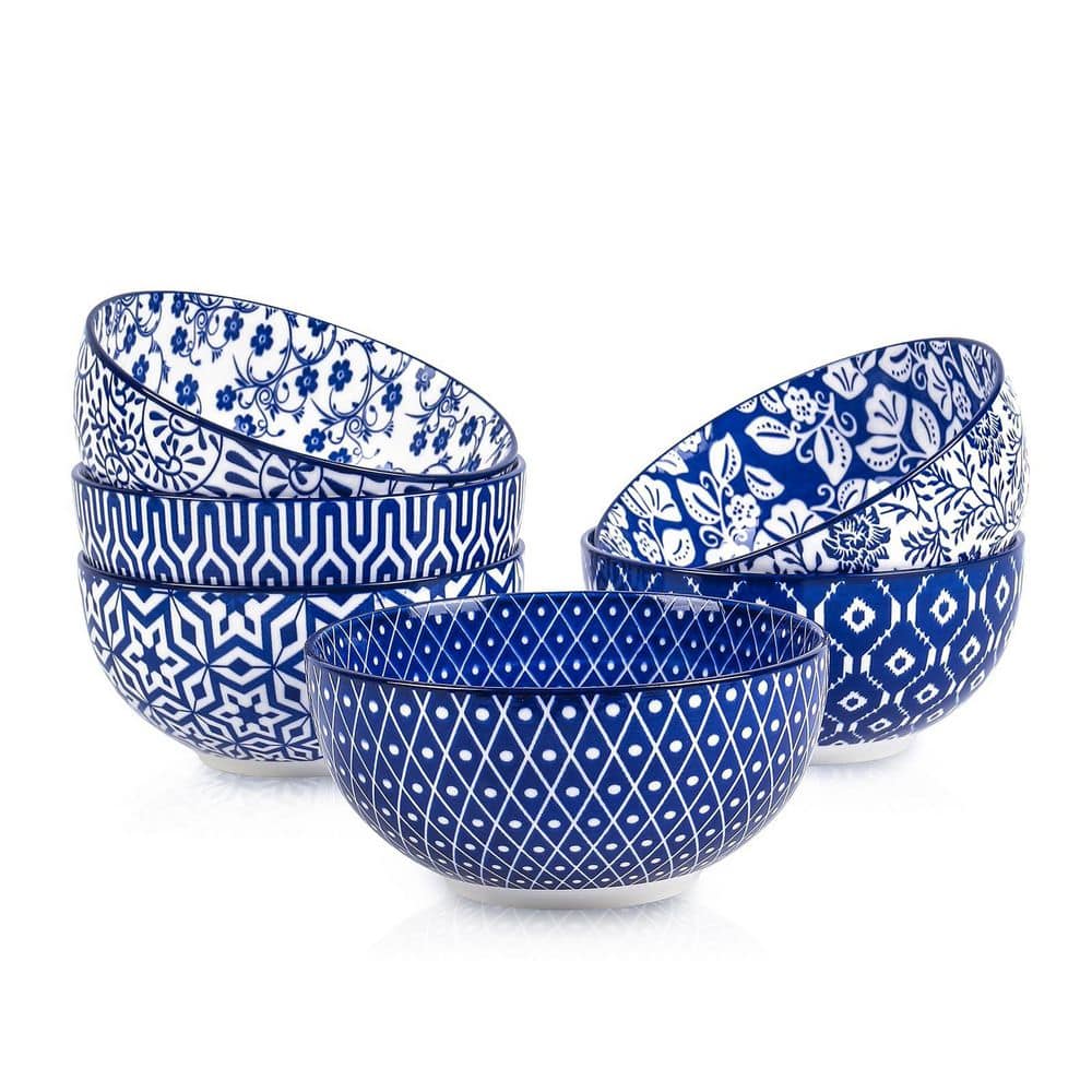 24 fl. oz. Blue Ceramic Bowls, Set of 6, Soup & Dessert Bowls for Salad, Pasta, Oatmeal, Microwave & Dishwasher Safe price history on PriceWatchPro