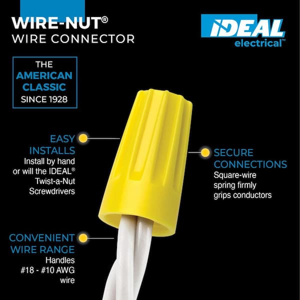 Wire-Nut Wire Connector, 74B Yellow, Bag of 500