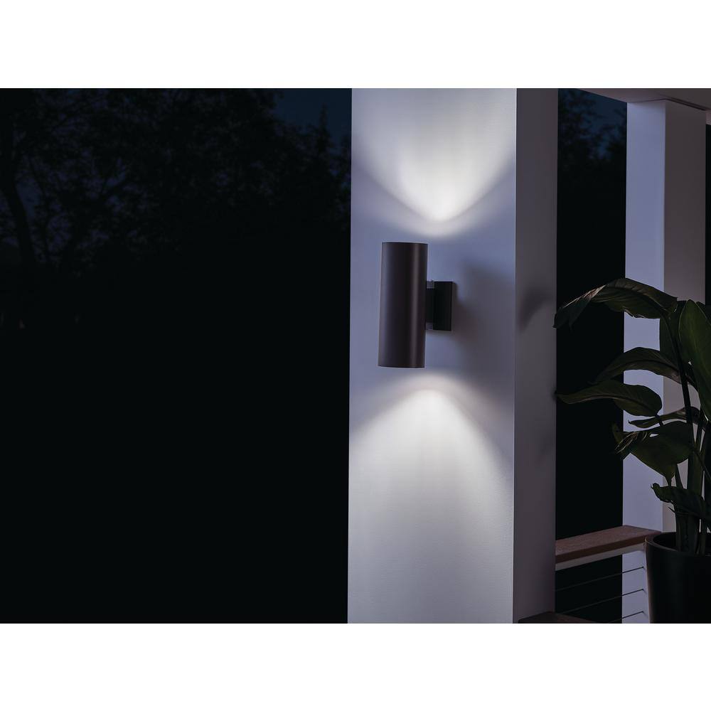 Architectural Bronze 12" Cylinder Wall Sconce with Black Finish