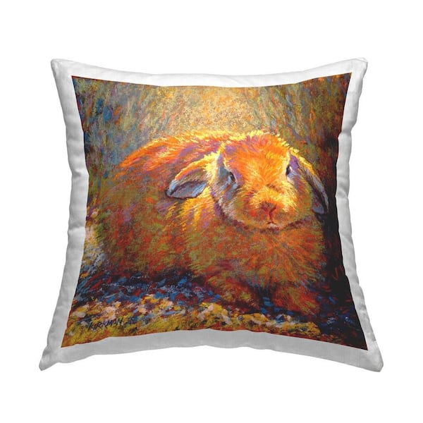 Stupell Industries Impressionist Brown Rabbit Brown Abstract Polyester 18 in. x 18 in. Throw Pillow