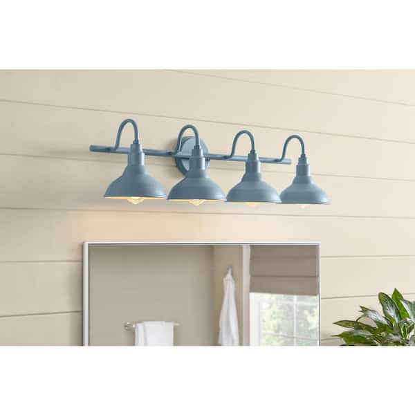 Hampton Bay Kelford 32 in. 4-Light Blue Vanity Bath Light