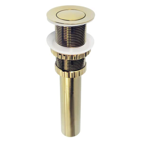 Kingston Brass Coronet Push Pop-Up Bathroom Sink Drain in Polished Brass without Overflow