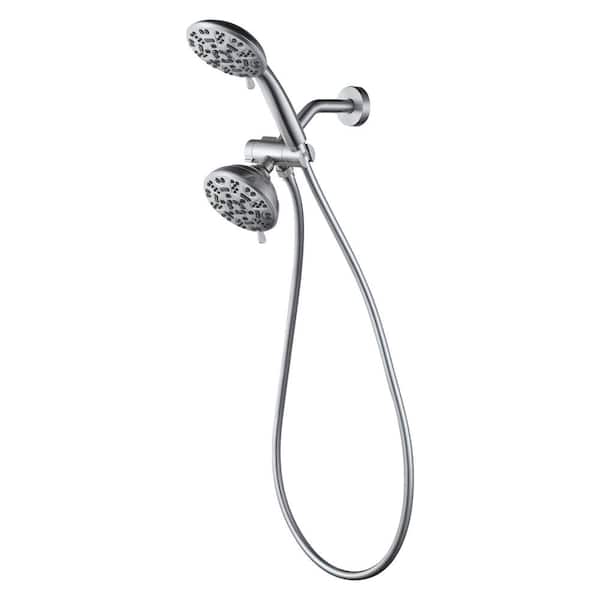 ALEASHA 7-spray Wall Mount 4.5 in. Dual Shower Head and Handheld Shower Head 1.8 GPMin Brushed Nickel