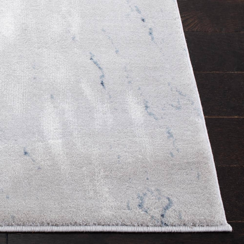 Blue and Gray Abstract Hand-knotted Reversible Area Rug