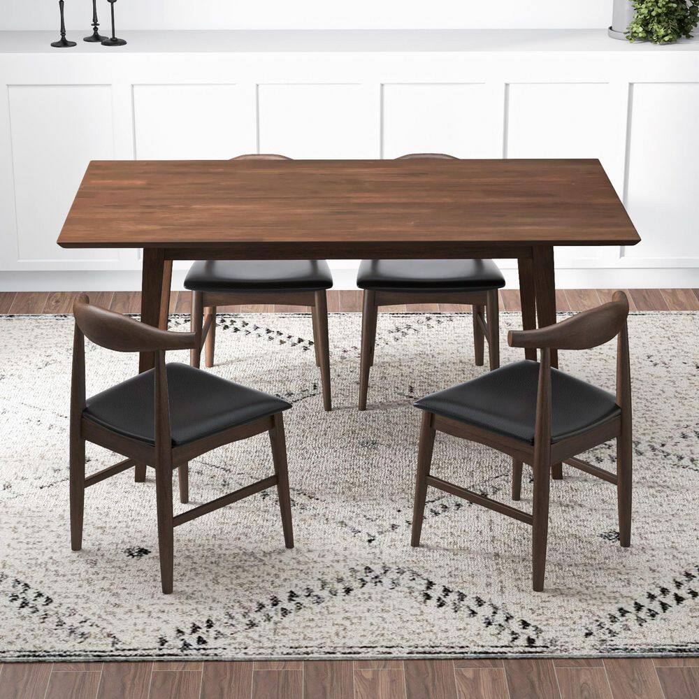 Walnut Brown Mid-Century Modern Rectangular Dining Table
