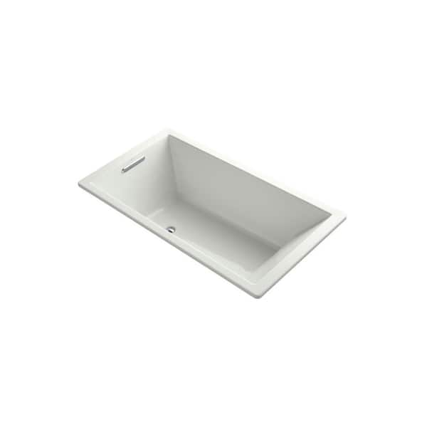 KOHLER Underscore 66 in. x 36 in. Rectangular Soaking Bathtub with Reversible Drain in Dune, VibrAcoustic Bask